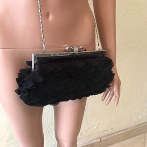 Expressions NYC Black Layered Clasp p a Clutch Chain Strap Purse